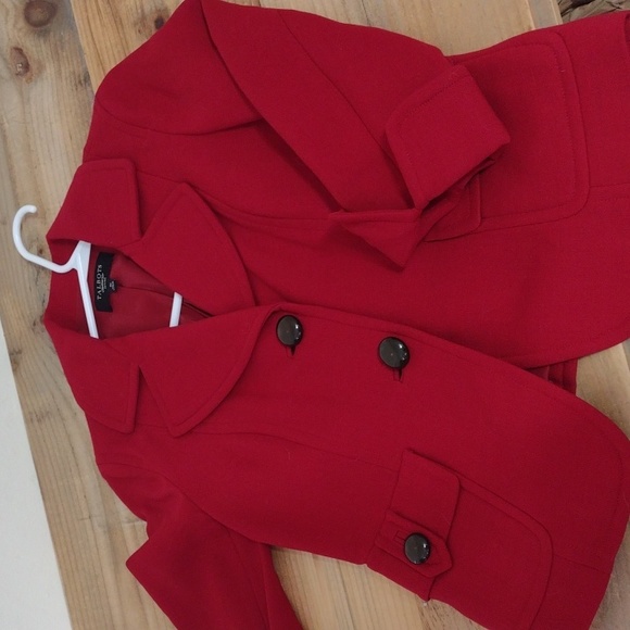 Talbots Red 3/4 Sleeve 100% Wool Short Jacket Size 4p - Picture 8 of 13